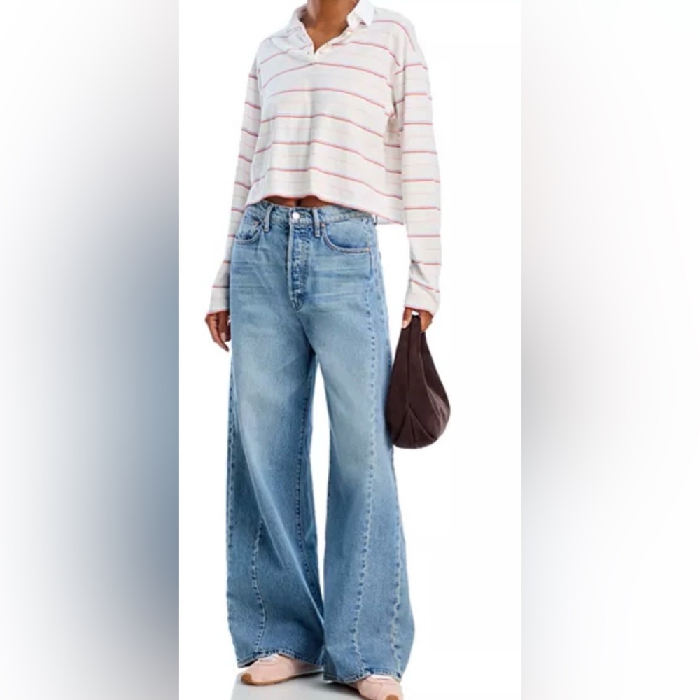 Mother The Pipe Dream Button Sneak High Rise Jeans in Leap At The Chance | 32